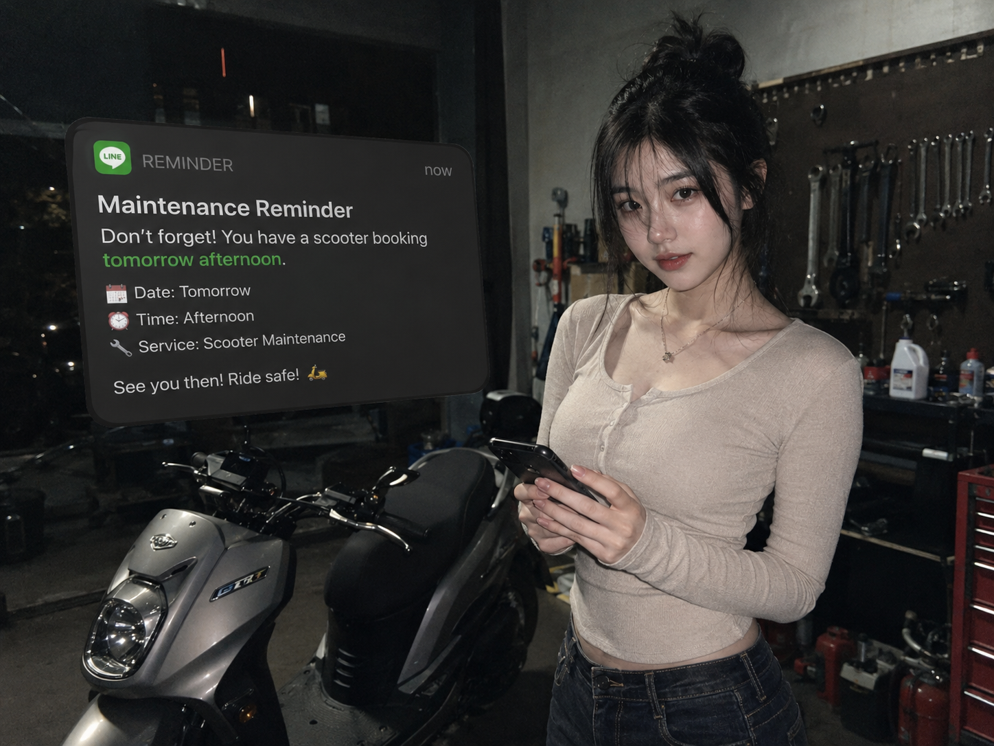 學區淡季依然預約滿檔的機車行