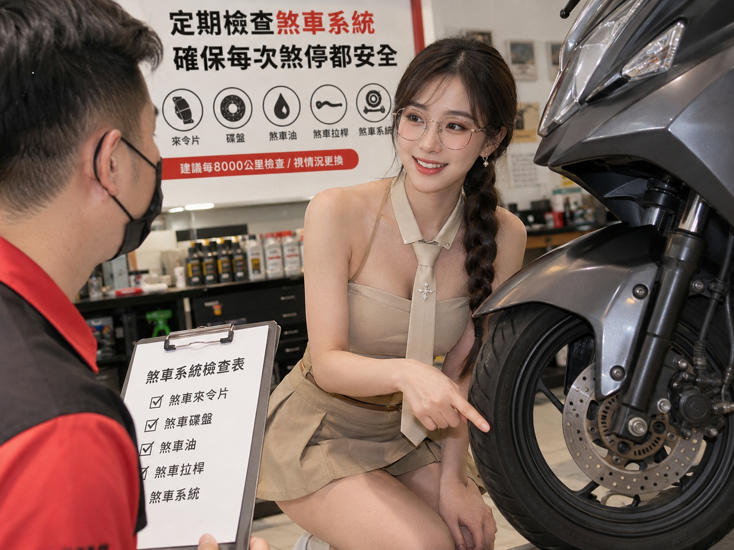 經過整理、動線明亮且標示清楚的現代化機車維修中心