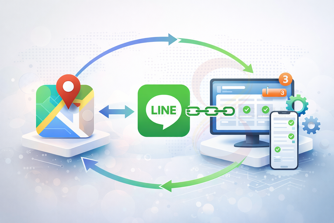 GMB與LINE自動化預約系統整合圖