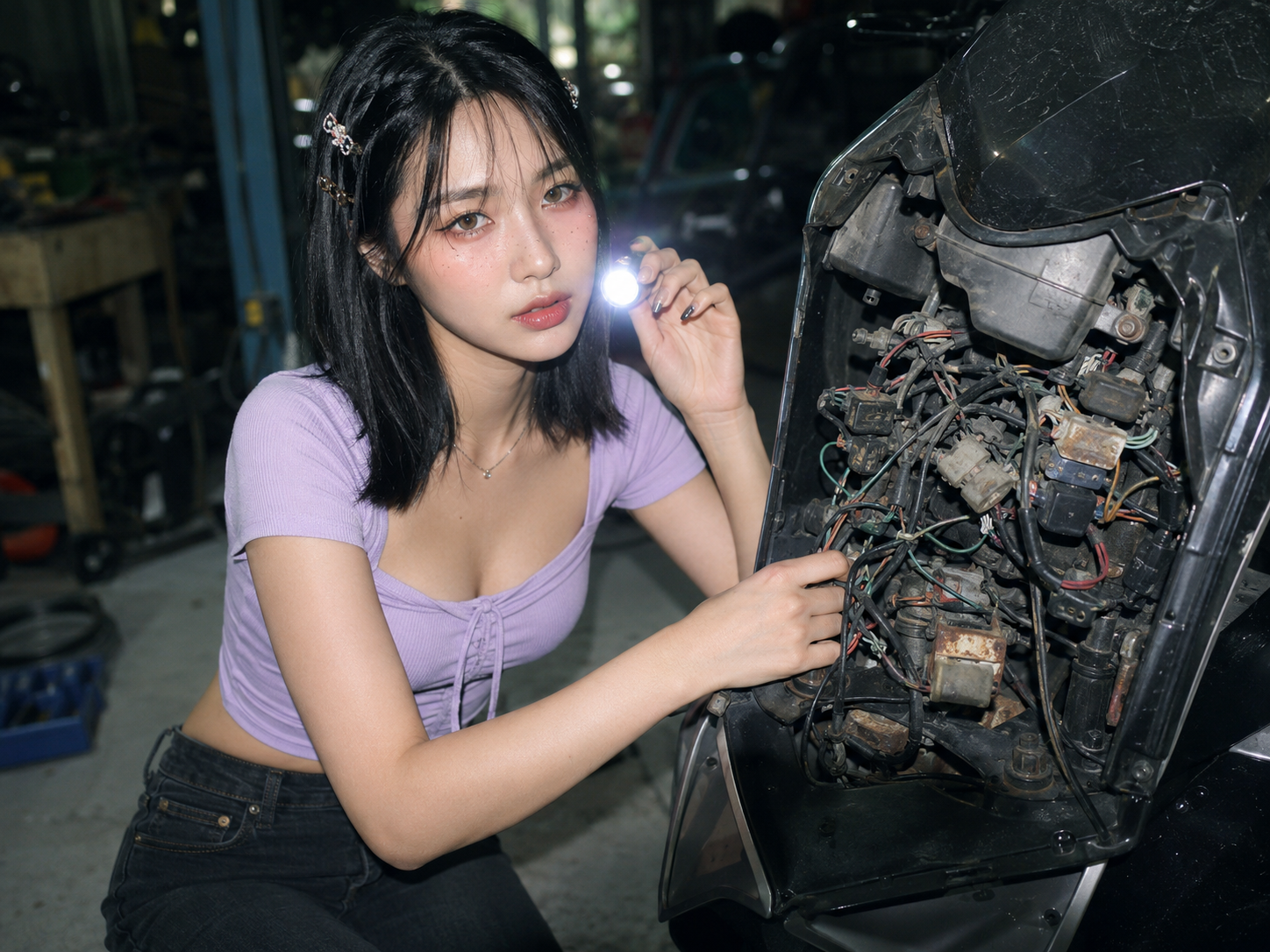 技師檢測燈系與線路