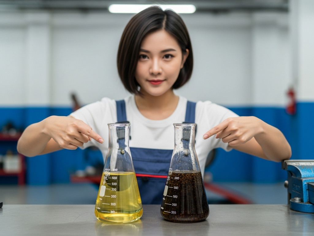 機車煞車油變黑劣化與新油色澤對比