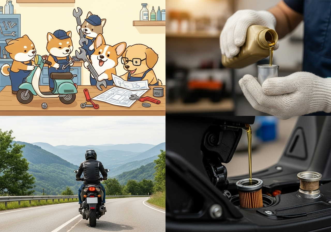 專業機車技師更換新車機油