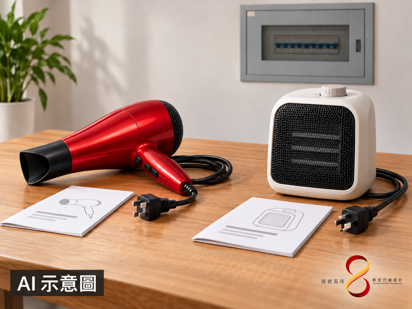 AI 示意圖:核對電器供電需求,非負載量測
