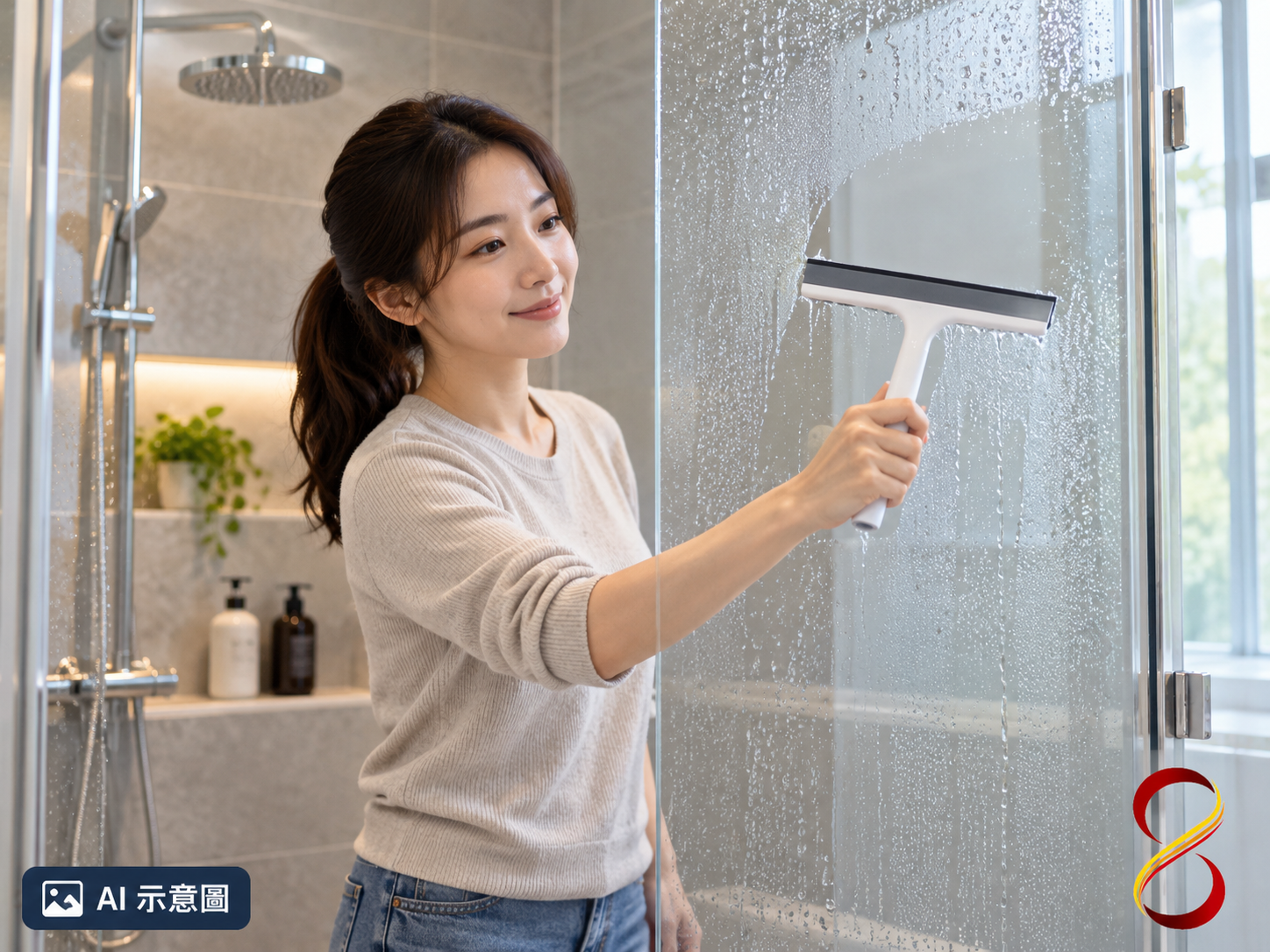 AI 示意圖：清除殘留水分情境，非除霉效果證明