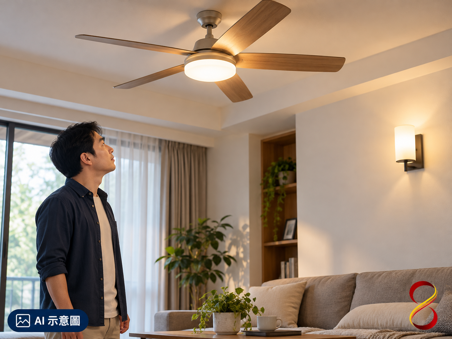 AI 示意圖:站在地面觀察光源情境,非故障判定
