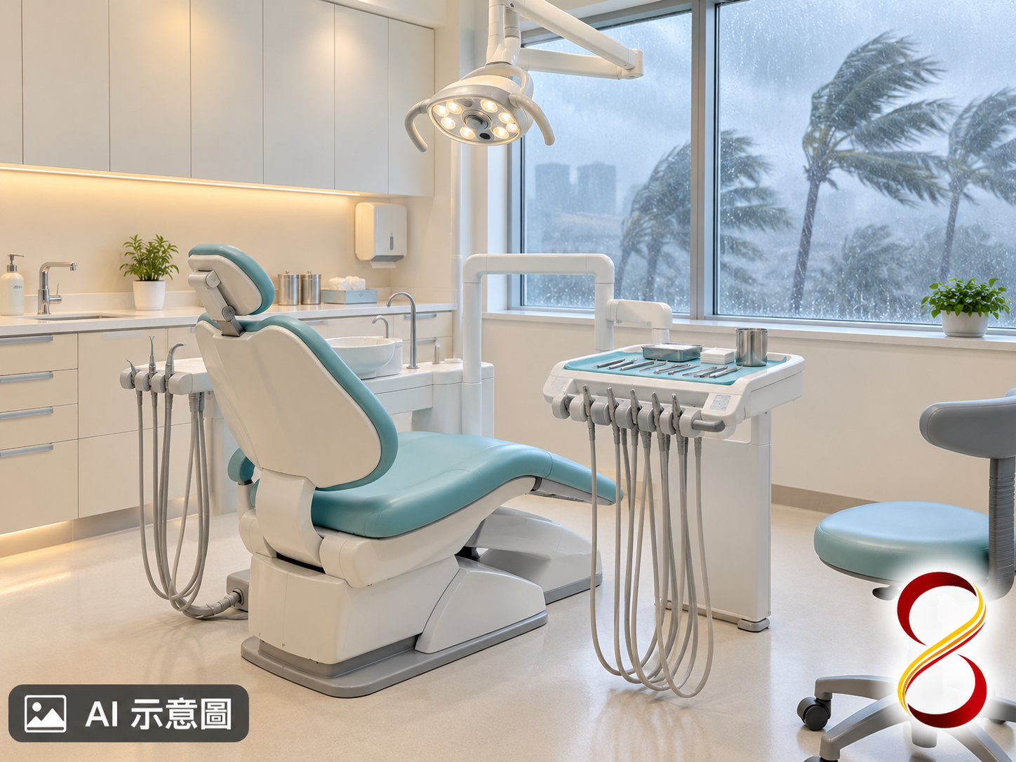 AI 示意圖:空牙科診間概念,非施工案例