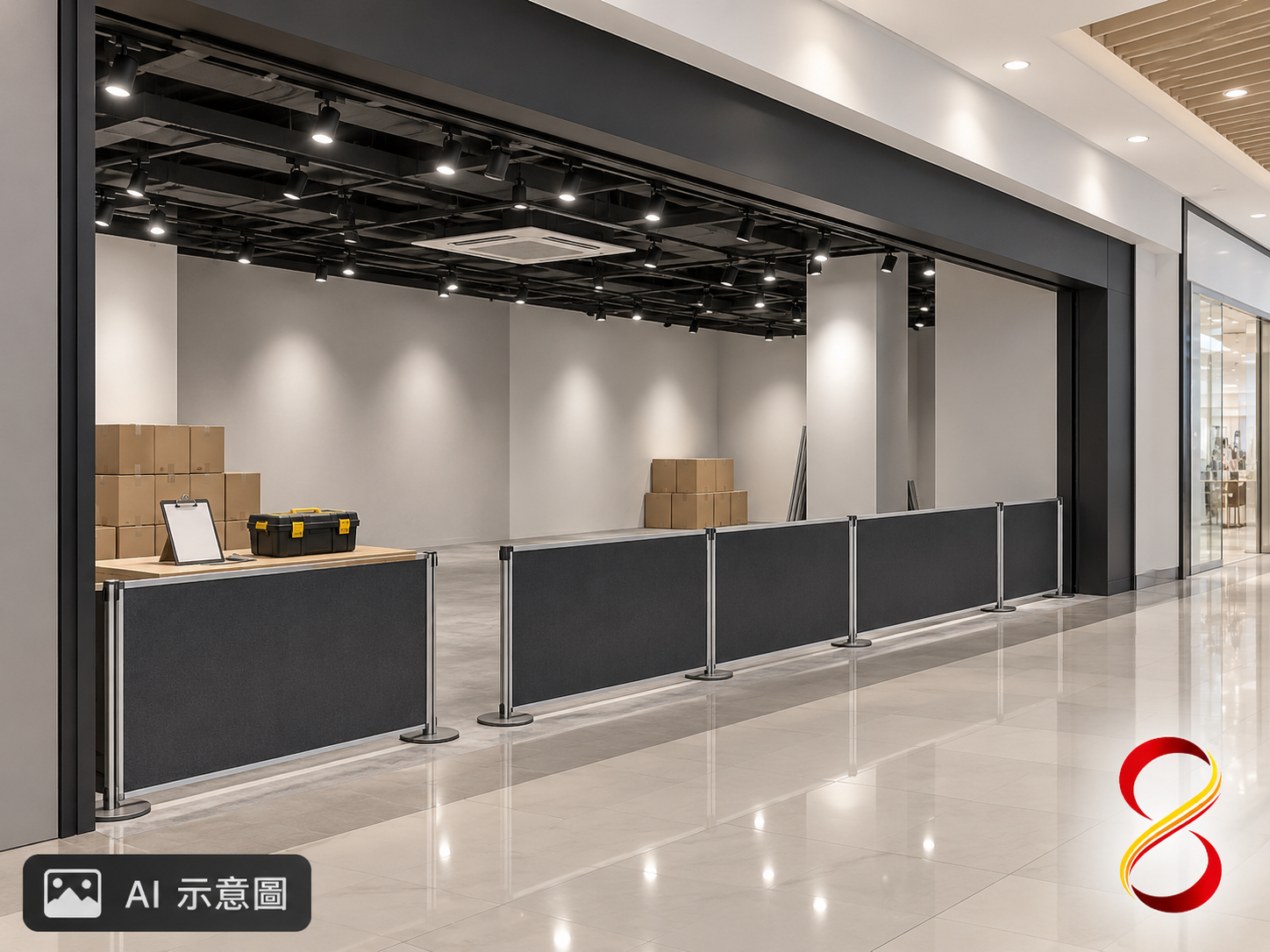 AI 示意圖:空櫃與進場協調概念,非實際施工場地