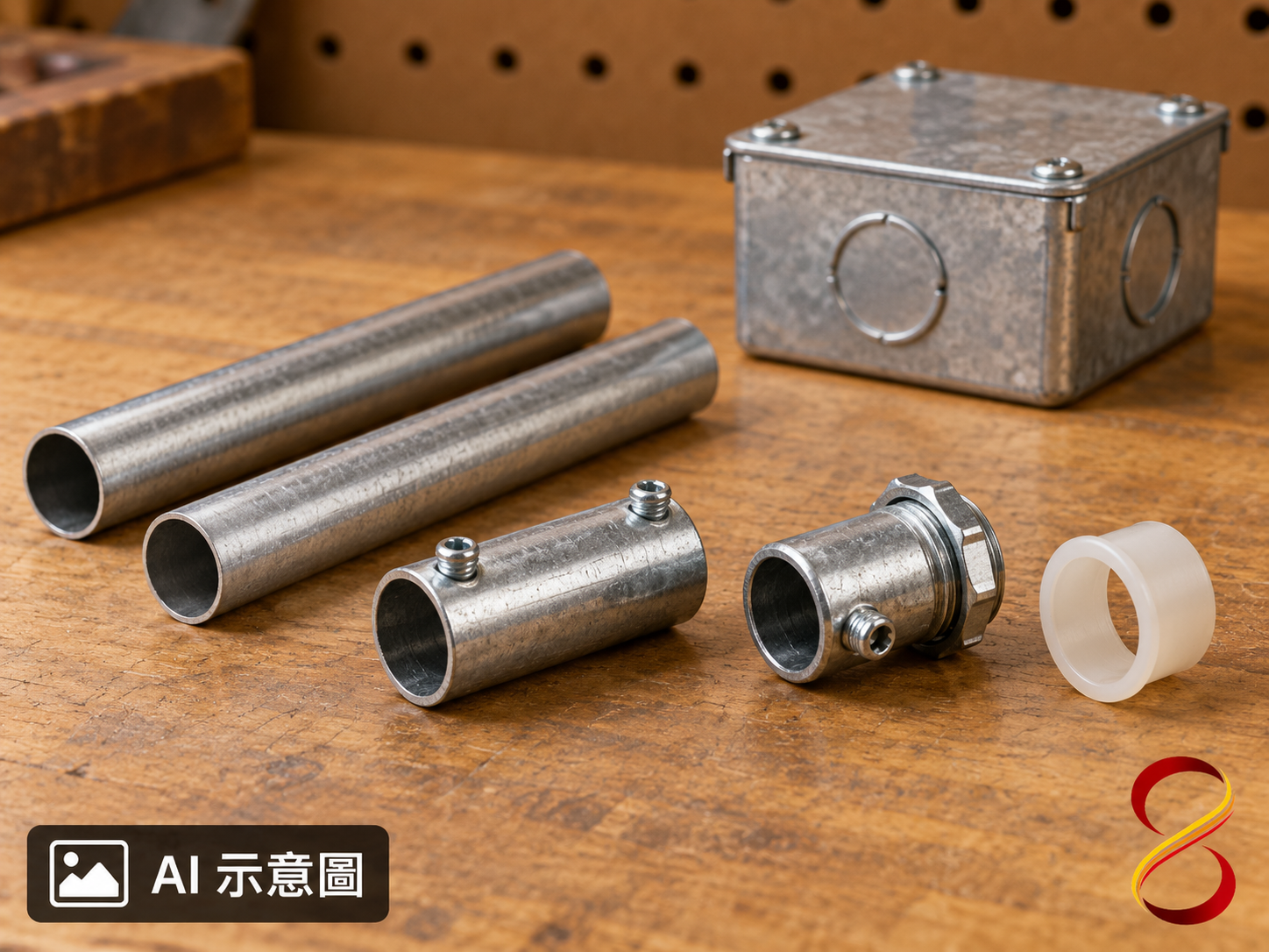 AI 示意圖:未接線配件樣品,非接地或施工驗證