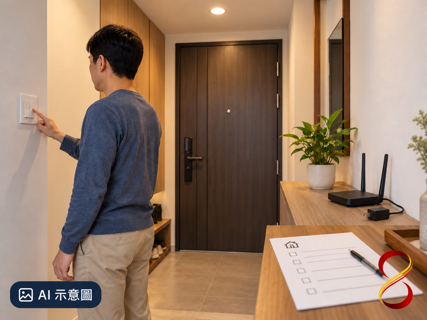 AI 示意圖：手動控制與未通電路由器示意，非斷網測試結果