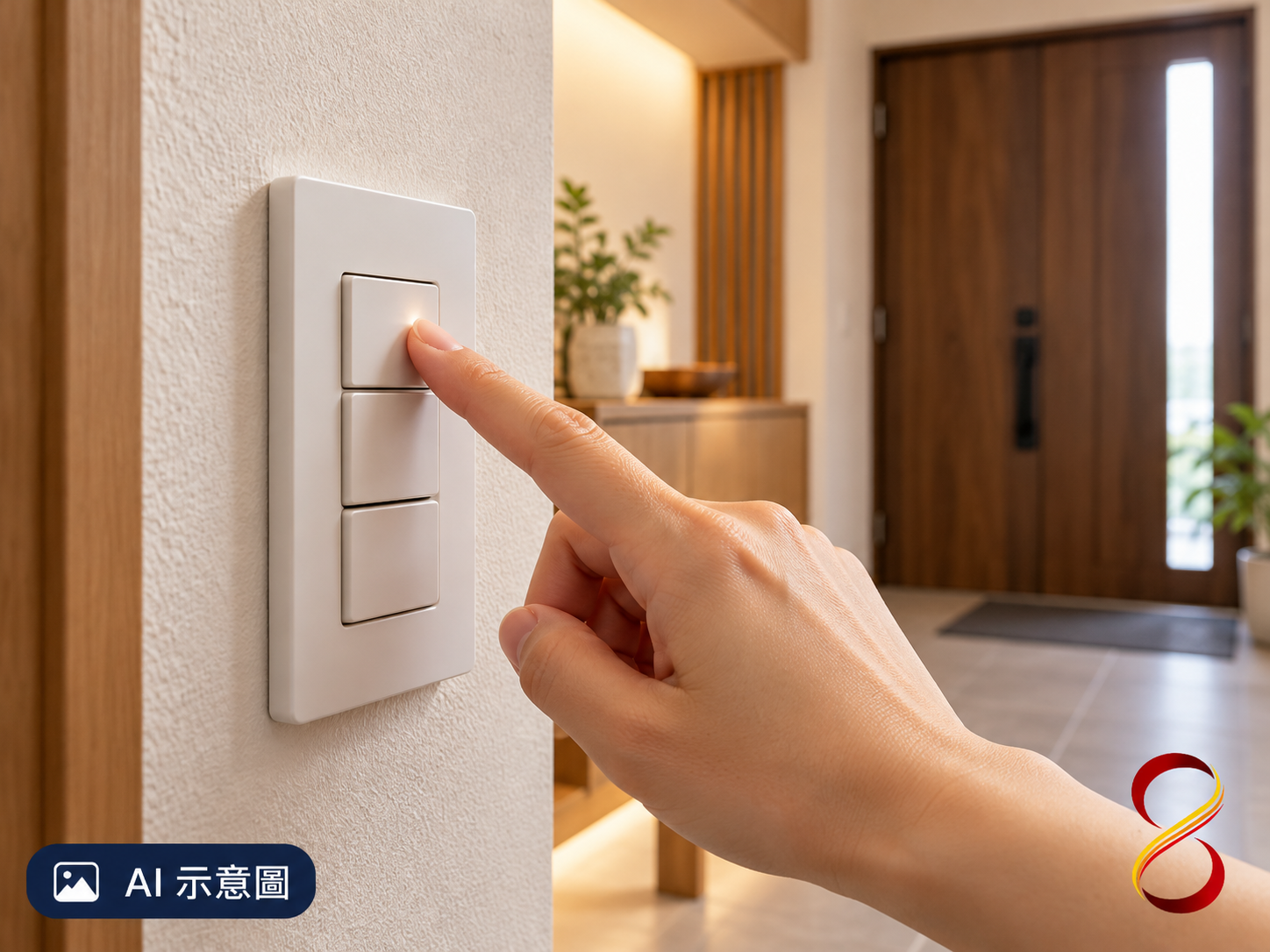 AI 示意圖：實體按鍵操作情境，非特定系統功能證明