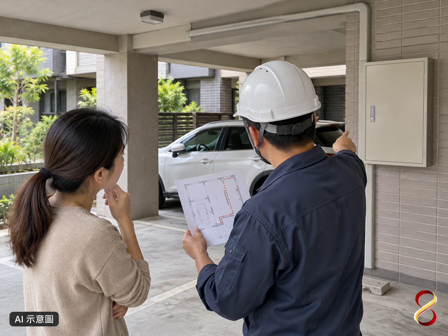 AI 示意圖:透天場勘與路徑評估
