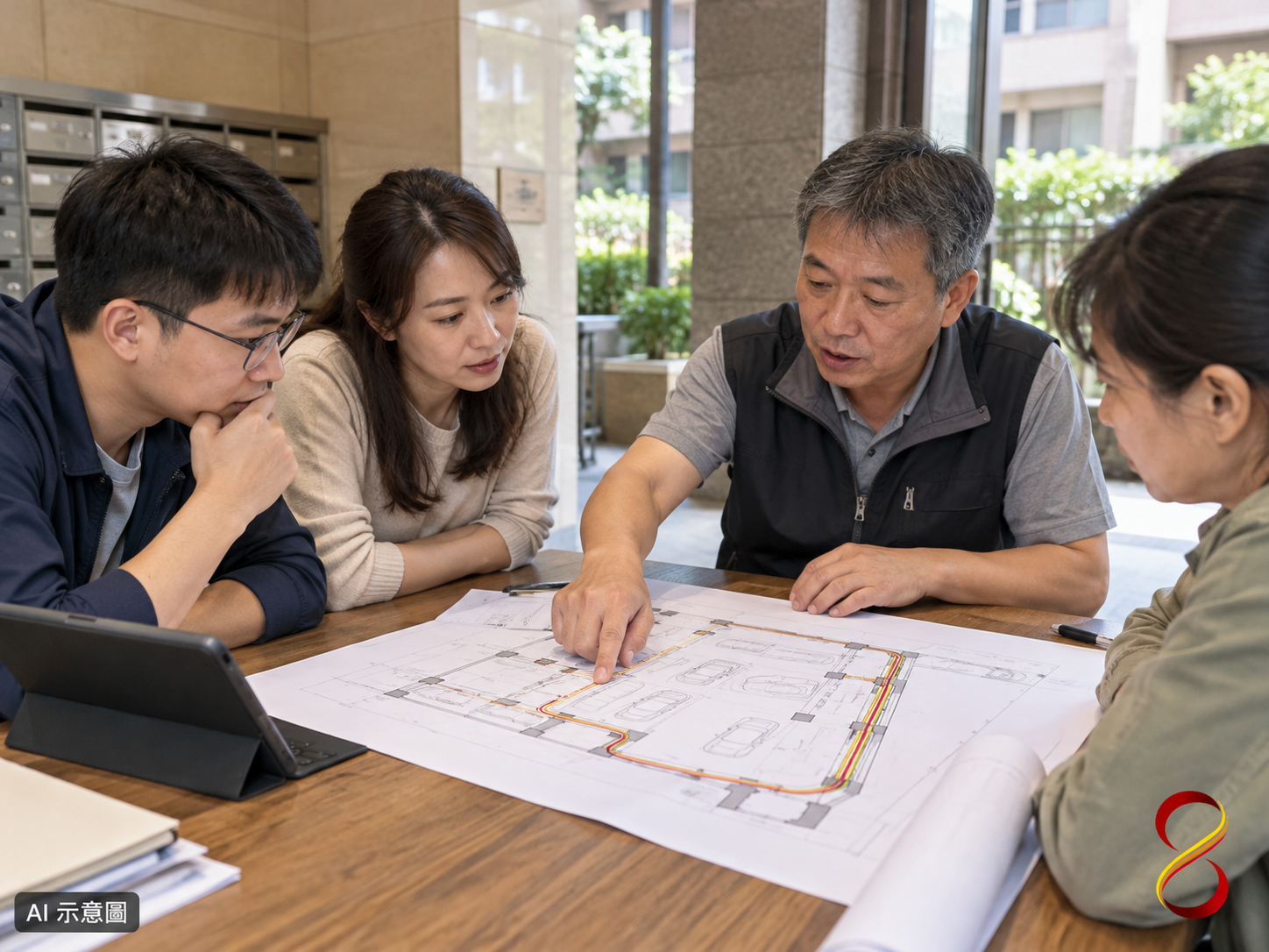 AI 示意圖:管理單位協調文件