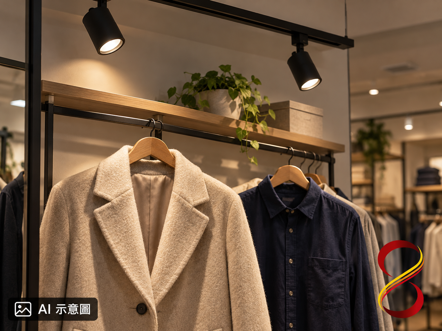AI 示意圖:配光對應陳列商品,無照度數值