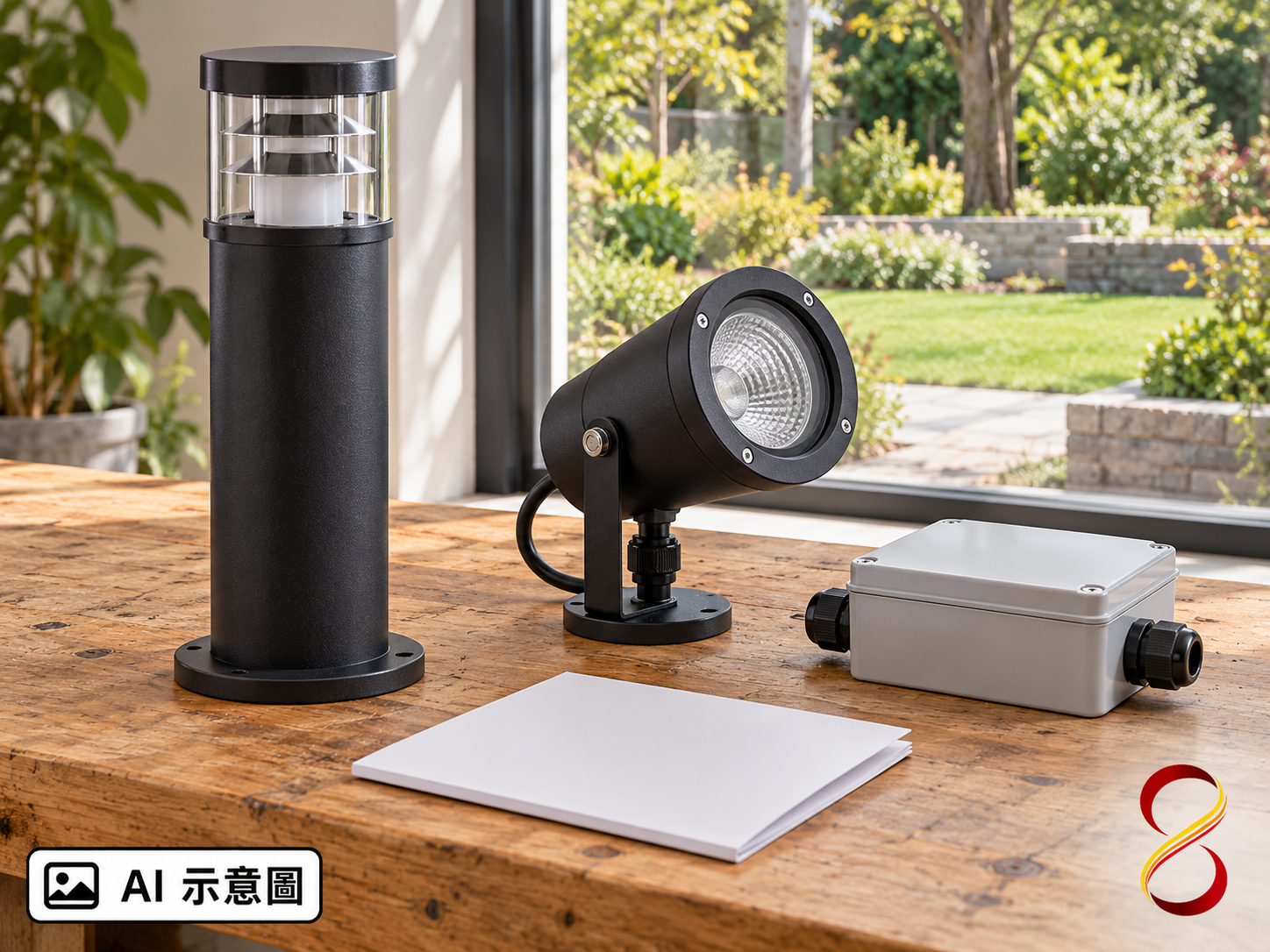 AI 示意圖：未通電燈具選型情境，無防護等級認證意義