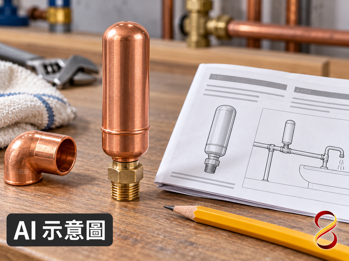 AI 示意圖:未安裝吸收器與文件核對概念,非特定型號規格