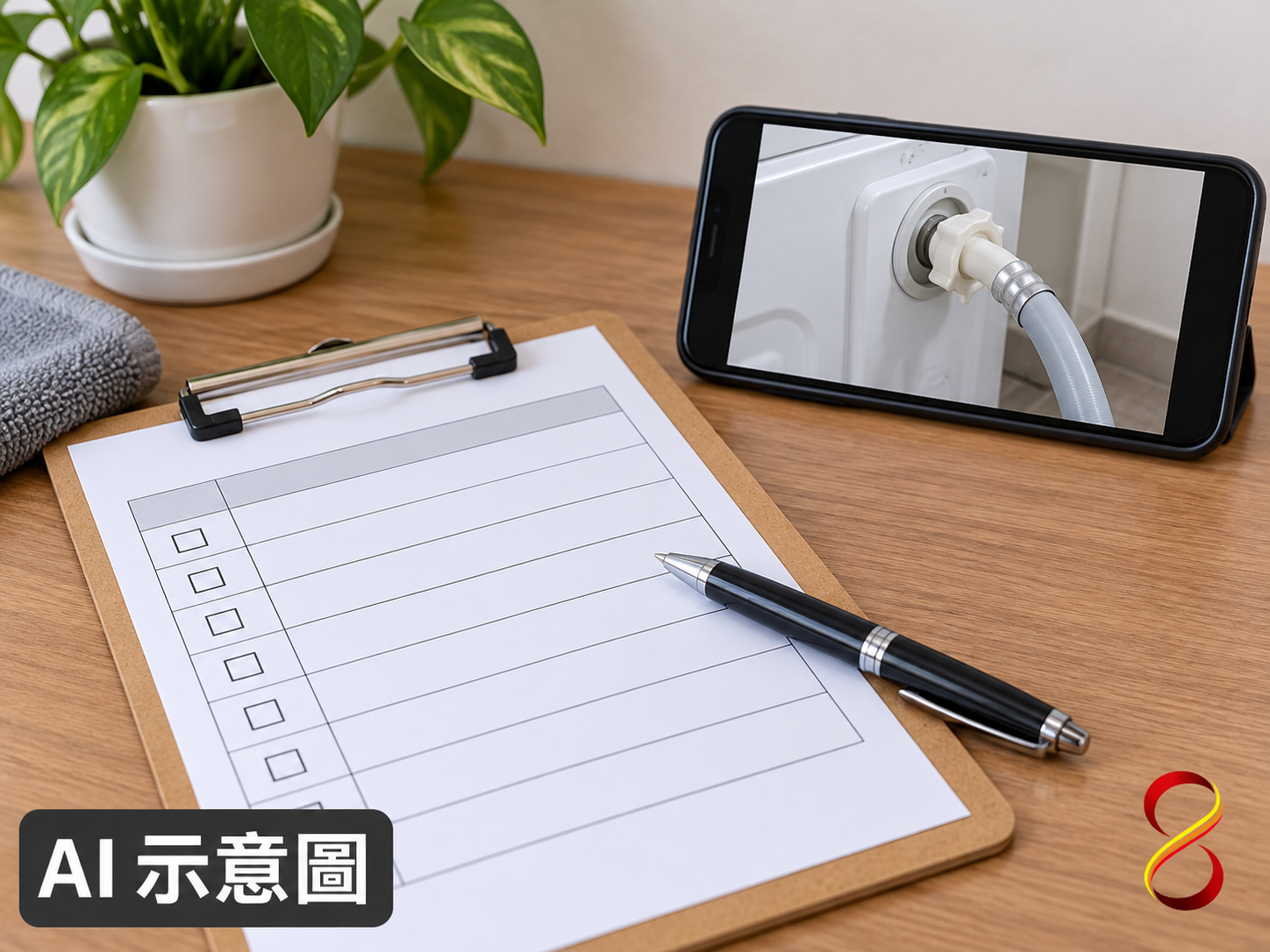 AI 示意圖:保存設備現況與交接資料概念,非實際維修回執