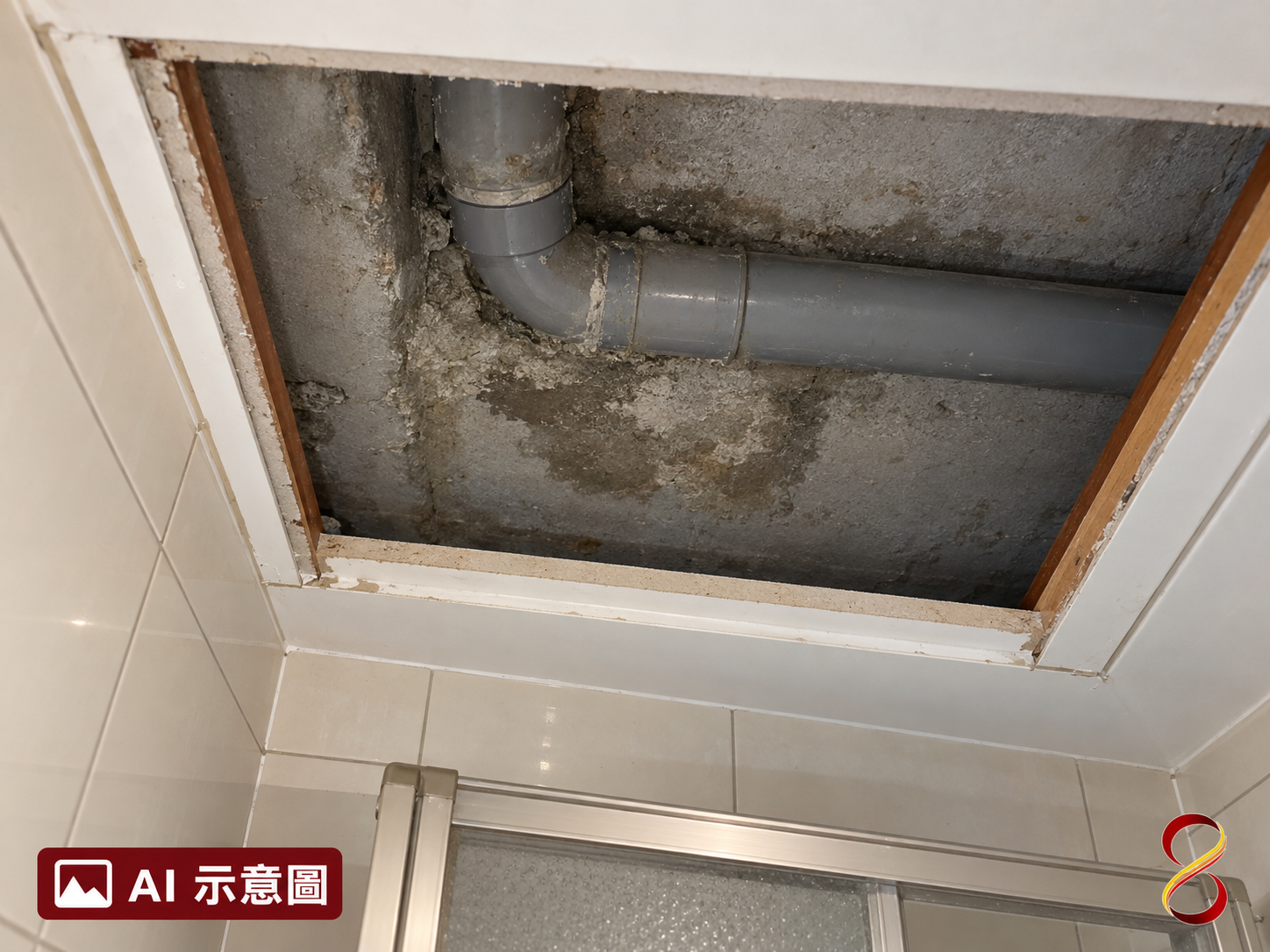 AI 示意圖：天花管線觀察概念，非來源或歸責證據