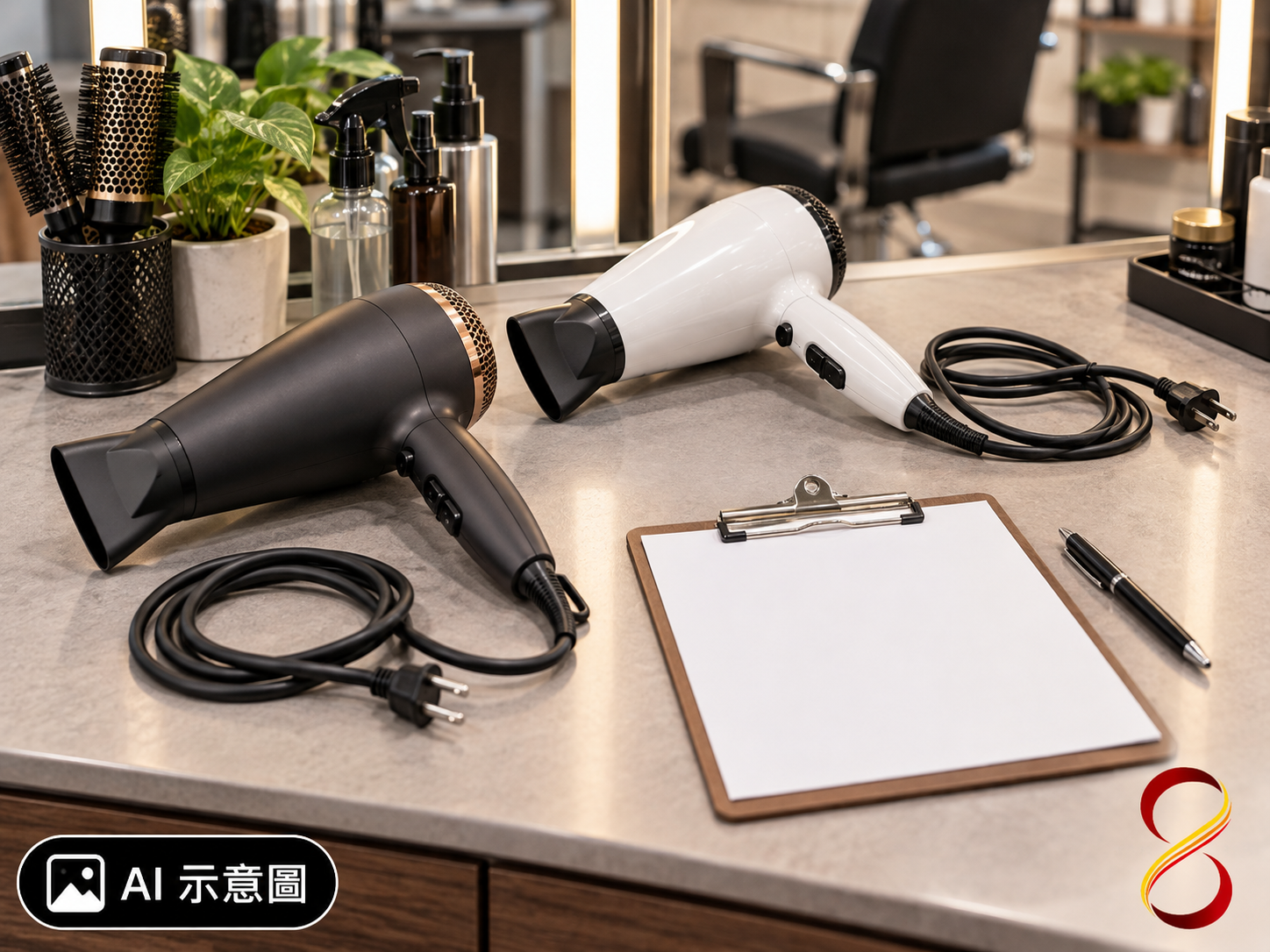 AI 示意圖：未插電吹風機的設備盤點