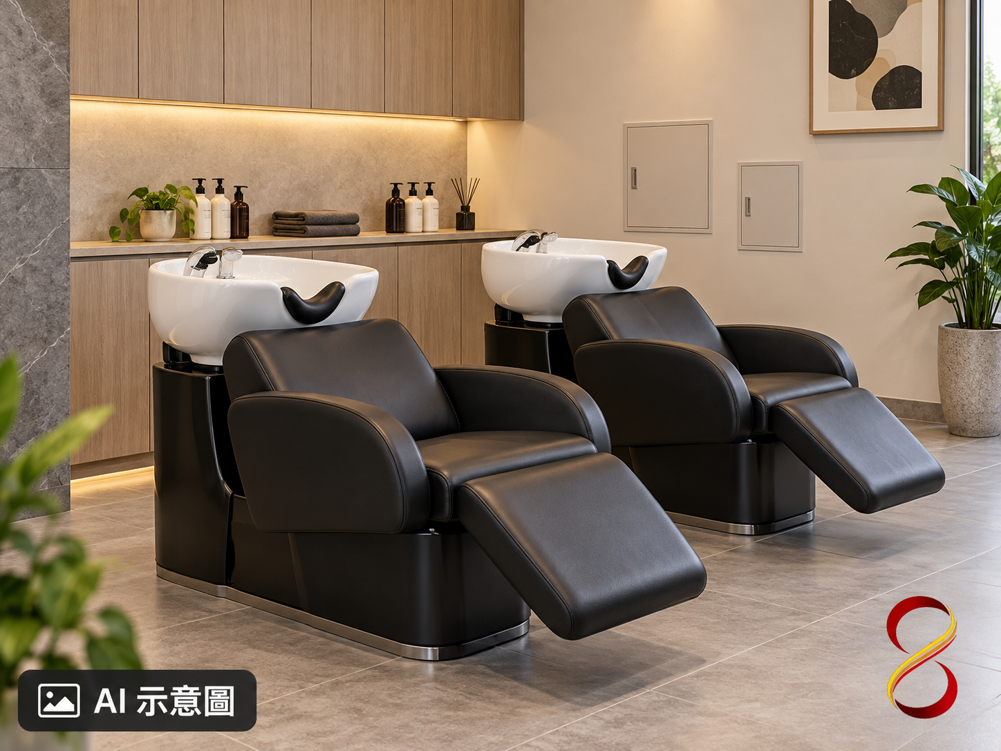 AI 示意圖：沖水椅設備配置概念