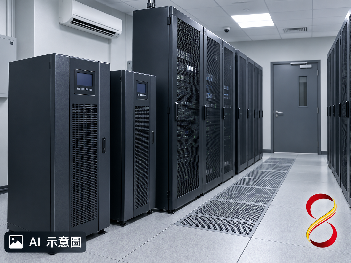AI 示意圖:小型機房與UPS概念,非驗收案例