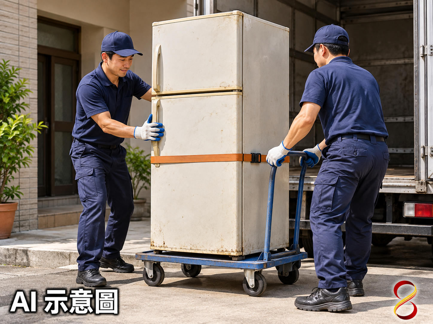 AI 示意圖：安全搬運回收概念，非回收聯單證明