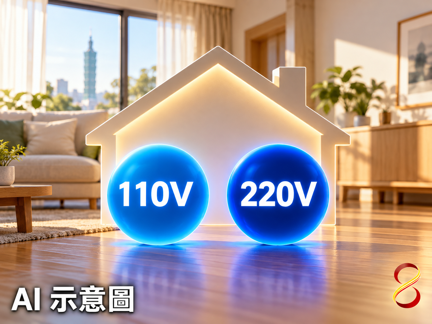 AI 示意圖：電壓概念示意，非施工接線圖