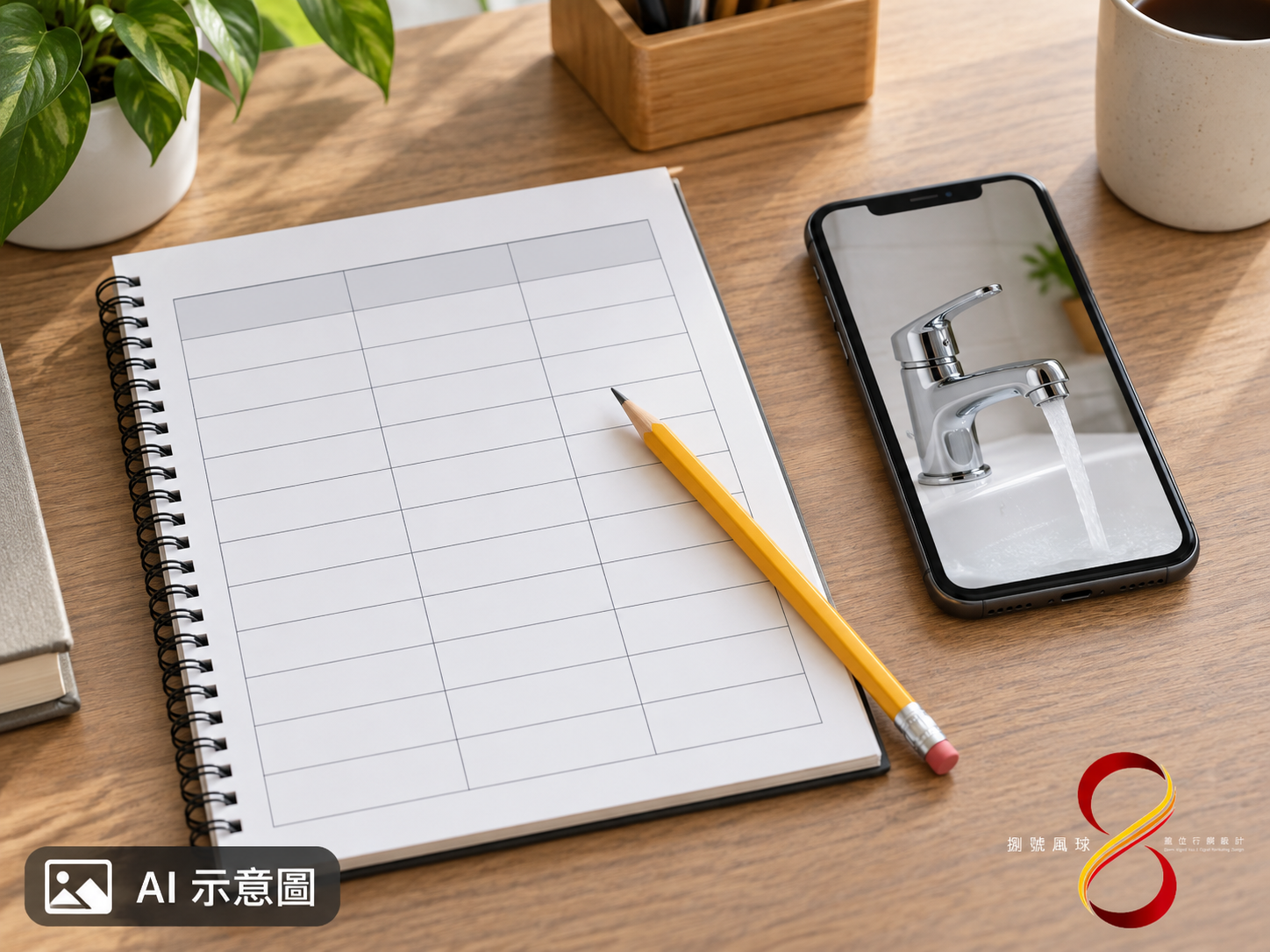 AI 示意圖：報修前整理觀察時間、設備狀態及現況照片；空白紀錄不是查漏結果。