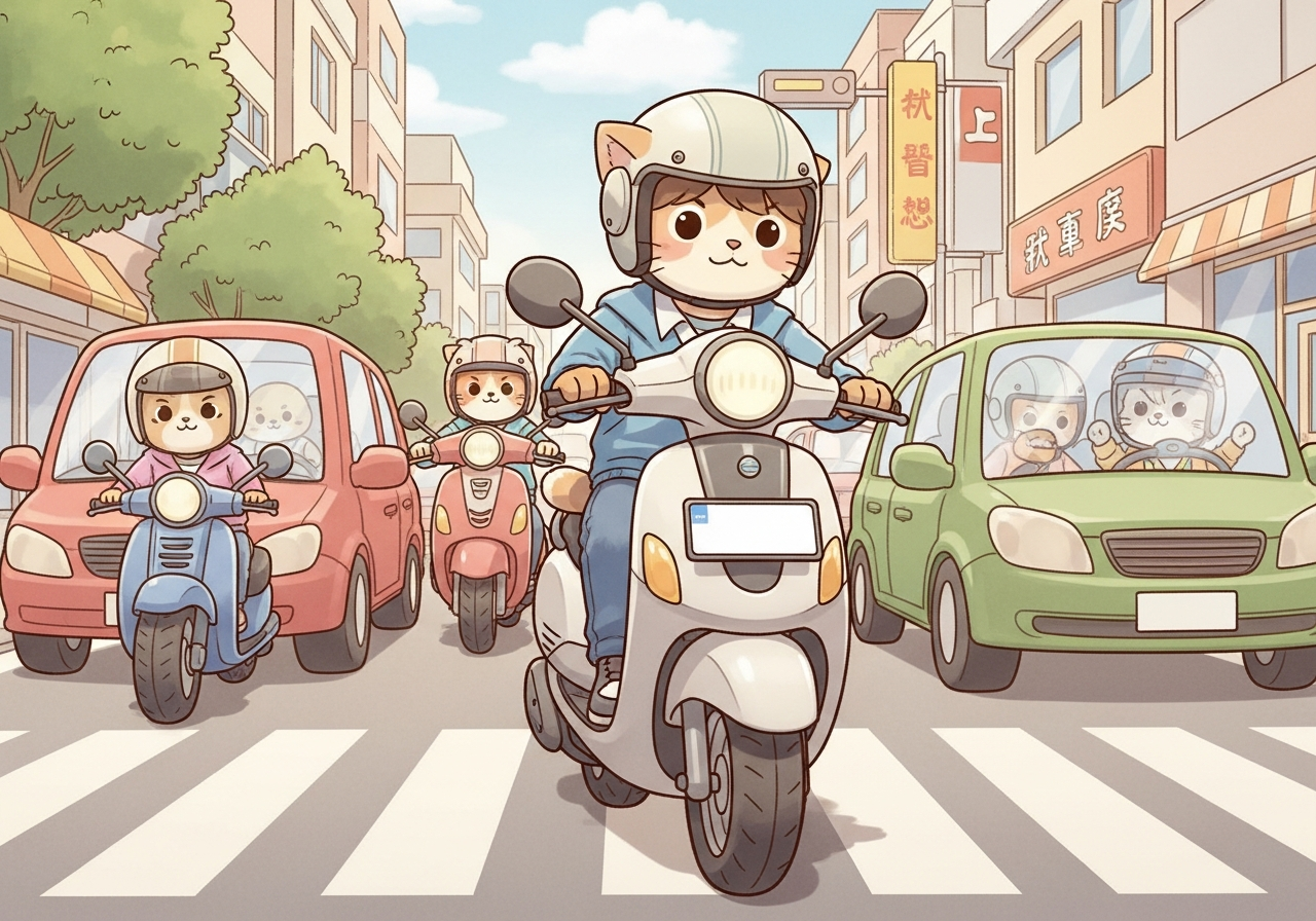 白牌機車:全民首選的通勤王者,台灣城市街景一隅