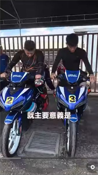 原Shorts約00:06的賽事片段畫面；輪胎數量的說法應連同當次訪談情境理解。
