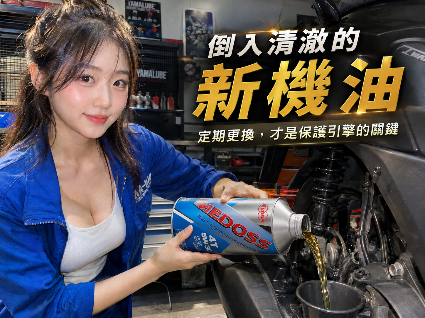為機車注入清澈透明的高品質全合成新機油